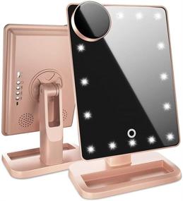 img 4 attached to 💄 Beautify Beauties Rose Gold Lighted Makeup Mirror with Bluetooth, Adjustable Brightness & Detachable 10X Magnification. Rechargeable & Luxurious Vanity Mirror