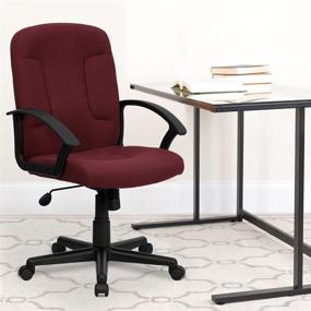 img 3 attached to Comfortable and Stylish Mid-Back Burgundy Fabric Executive Swivel Office Chair with Nylon Arms by Flash Furniture