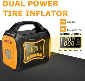 img 2 attached to 🚗 Kodagia Portable Air Compressor - Dual Power Electric Tire Pump for Car Tire, Bicycle, Ball and Inflatables. 12V DC/110V AC, Digital Pressure Gauge, LED Light, Auto Shut Off