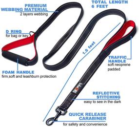 img 3 attached to 🐾 Premium and Durable tobeDRI Heavy Duty Dog Leash - 2 Padded Handles, 6 feet Long - Ideal for Training and Walking Medium to Large Dogs