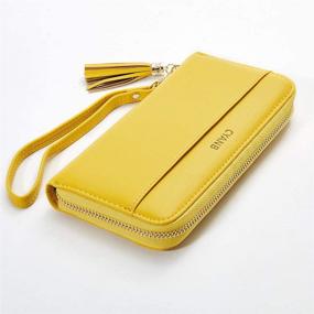 img 3 attached to Cyanb Women's Wallet with Tassel, Bifold Clutch Wristlet, Long Purse with Wrist Strap