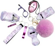 tanngronie women's safety keychain set: personal alarm wristlet + lip balm holder + keychain logo