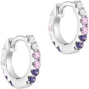 img 3 attached to Cute & Shiny 925 Sterling Silver Huggie Hoop Earrings with Cubic Zirconia - Perfect Fashion Accessory for Girls - Ideal Gift for Birthdays and Special Occasions