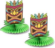 🌺 2-pack hawaiian luau tiki statue honeycomb table centerpieces - tropical birthday, beach picnic, summer bbq party supplies and decorations - haute soiree logo