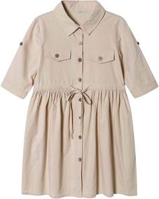 img 3 attached to 👗 Pleated Casual Sleeve T-Shirt Dresses - Trendy Girls' Clothing for All Occasions