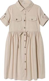 img 4 attached to 👗 Pleated Casual Sleeve T-Shirt Dresses - Trendy Girls' Clothing for All Occasions