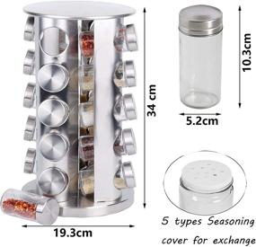 img 1 attached to 🌶️ Ultimate CAM2 Rotating Spice Rack: 5-Year Free Spice Jar Resend | Stainless Steel Countertop Seasoning Organizer for Kitchen Cabinet