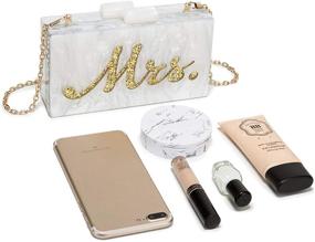 img 1 attached to Белая сумочка-клатч MRS: элегантная акриловая вечерняя сумка для свадебной вечеринки с совместимостью с iPhone