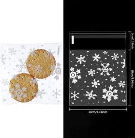 img 3 attached to 🍪 200 Christmas Cookie Bags Snowflake Clear Treat Bags for Gifts and Goodies - Self Adhesive Seal (4 by 4 Inch)