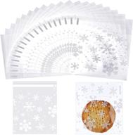 🍪 200 christmas cookie bags snowflake clear treat bags for gifts and goodies - self adhesive seal (4 by 4 inch) logo