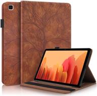 👜 premium pu leather wallet stand case for samsung galaxy tab a7 10.4'' 2020 - brown logo