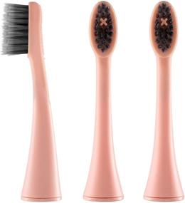 img 4 attached to 🦷 BURST Replacement Electric Toothbrush Heads: Charcoal Bristles for Deep Clean, Healthier Smile - 3pk, Rose Gold