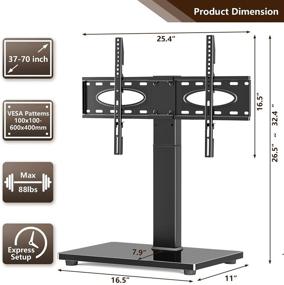 img 1 attached to 📺 TAVR Универсальная подставка для телевизора на стол - вращающаяся основа для плоских/изогнутых телевизоров диагональю от 37 до 70 дюймов, регулируемая высота, закаленное стекло основания, проводная организация - VESA 600x400 мм, весит до 88 фунтов.