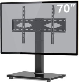 img 4 attached to 📺 TAVR Универсальная подставка для телевизора на стол - вращающаяся основа для плоских/изогнутых телевизоров диагональю от 37 до 70 дюймов, регулируемая высота, закаленное стекло основания, проводная организация - VESA 600x400 мм, весит до 88 фунтов.