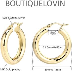 img 1 attached to BOUTIQUELOVIN 14K Gold Plated Hypoallergenic Thick Chunky Hoop Earrings: Lightweight Tube Design for Women