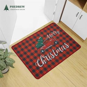 img 3 attached to 🎄 Christmas Tree Red Truck Buffalo Plaid Holiday Rugs - Non-Slip Christmas Mats 20 x 28 Inches, Winter Welcome Doormats Floor Mat for Outdoor Indoor Xmas Rug, Home Garden Decorative