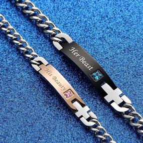 img 2 attached to GAGAFEEL Couple Bracelets: Engraved Forever Always ID Cuff Stainless Steel Link Perfect for Personalization - Ideal His Hers Bracelets, Great Gift for Lovers, Best Friends - Xmas Valentine's Day