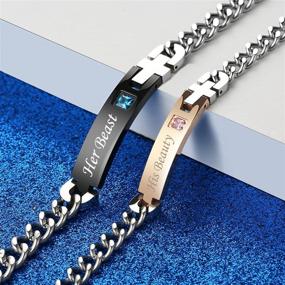 img 3 attached to GAGAFEEL Couple Bracelets: Engraved Forever Always ID Cuff Stainless Steel Link Perfect for Personalization - Ideal His Hers Bracelets, Great Gift for Lovers, Best Friends - Xmas Valentine's Day