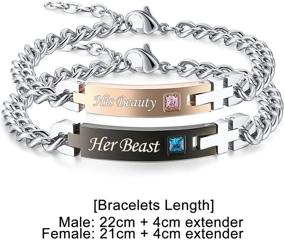 img 1 attached to GAGAFEEL Couple Bracelets: Engraved Forever Always ID Cuff Stainless Steel Link Perfect for Personalization - Ideal His Hers Bracelets, Great Gift for Lovers, Best Friends - Xmas Valentine's Day