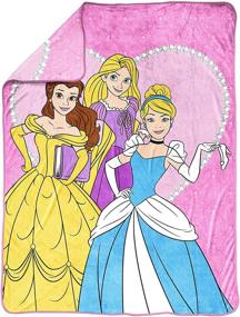 img 3 attached to Одеяло Disney Princess Tiara Jewels Raschel - 60 x 80 дюймов - 👑 Принцесса Белль, Золушка и Рапунцель - устойчивое к выцветанию, супер мягкое - официальный продукт Диснея