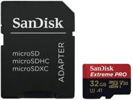 sandisk extreme pro microsdhc memory card plus sd adapter 32gb sdsqxcg-032g - up to 100mb/s, class 10, u3, v30, a1 logo