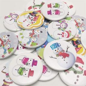 img 3 attached to 🎄 Chenkou Craft Assorted 20pcs 1 1/2" Big Santa Christmas Snowman Wood Buttons Sewing Mix Lots (40mm) – Festive Santa and Snowman Design Sewing Buttons for Christmas Crafts