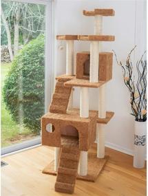 img 2 attached to 🐾 Armarkat Large 74-Inch Cat Tree in Brown (A7407) for Multi-Cat Households