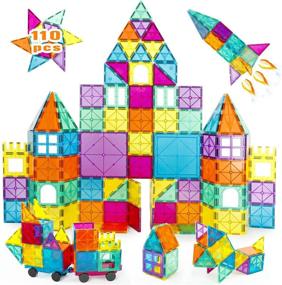 img 4 attached to 🏗️ Neoformers Magnetic Building Tiles - 110 Pcs 3D Magnetic Building Blocks Set for Kids - STEM Educational Preschool Magnet Toys for Toddlers - Boys and Girls Age 3-8 - Includes 2 Cars