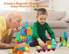 img 3 attached to 🏗️ Neoformers Magnetic Building Tiles - 110 Pcs 3D Magnetic Building Blocks Set for Kids - STEM Educational Preschool Magnet Toys for Toddlers - Boys and Girls Age 3-8 - Includes 2 Cars