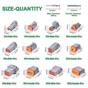 img 3 attached to 🔌 FOLIV 96 шт. электрических проводов подключения - водонепроницаемые герметичные разъемы серого цвета для мужского и женского терминала для мотоцикла, грузовика, автомобиля, лодки, скутера - 8 комплектов, 2 3 4 6 8 12 контактов 22-16AWG