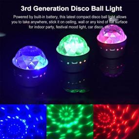 img 3 attached to 🎉 [2-Pack] Battery Powered Wireless Disco Ball Lights Sound Activated - Portable RGB DJ Stage Light with USB, LED Party Strobe Light