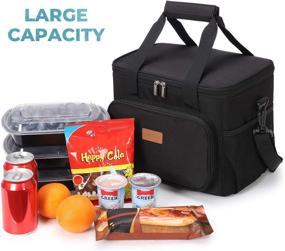 img 3 attached to 🥪 Lifewit Large 24-Can Lunch Bag (15L) Insulated Lunch Box Soft Cooler Cooling Tote for Men and Women, Black