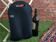 🍷 stain resistant neoprene wine/water bottle carry tote, black - holds 2 bottles logo