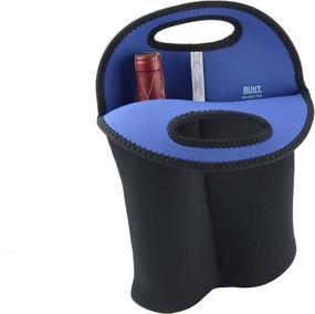 img 3 attached to 🍷 Stain Resistant Neoprene Wine/Water Bottle Carry Tote, Black - Holds 2 Bottles