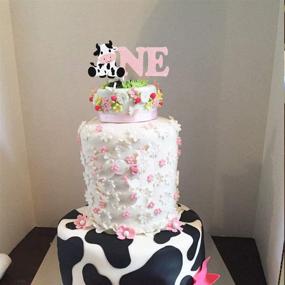 img 1 attached to 🐄 Cow Happy Birthday Party Supplies: Heeton Cow Theme Decorations, Banner, Cake Topper, Balloon Garland, Perfect for Cow Themed First Birthday Party - Pink & Animal Farm Zoo - Baby Girl Photo-Worthy!