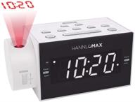 📻 hannlomax hx-109cr pll fm radio with dual alarm, time projection, usb port, and led display - white logo