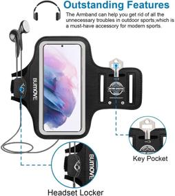 img 3 attached to 📱 Premium Black Armband for Samsung Galaxy S21 Plus, S20 FE, S20 Plus, and S10 Plus - BUMOVE Gym Running Workouts Cell Phone Arm Band with Key Holder