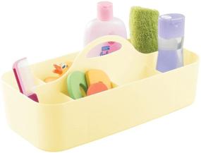 img 4 attached to 🍼 mDesign Plastic Nursery Storage Caddy Tote - Divided Bin with Handle for Child/Kids - Holds Bottles, Spoons, Bibs, Pacifiers, Diapers, Wipes, Baby Lotion - Light Yellow