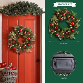 img 2 attached to 🎄 ilikable 16in Pre-lit Christmas Wreath with 40 LED Lights - Battery Powered Xmas Wreath for Door, Window Mantel Holiday Decoration