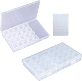 img 4 attached to 🎨 28 Grids 2 Pack Diamond Painting Embroidery Storage Boxes with Labels and Stickers - Adjustable Bead Case for 5D Diamond Painting Accessories Container