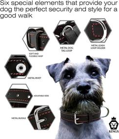 img 3 attached to Adjustable Leather Dog Collar with Double Stitched Seam - Small Size - Black and Red Seam - Premium Leather Dog Collar
