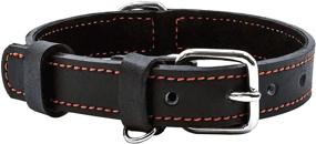 img 4 attached to Adjustable Leather Dog Collar with Double Stitched Seam - Small Size - Black and Red Seam - Premium Leather Dog Collar