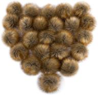 🧶 24-pack of natural faux fur fluffy pompom balls - diy faux fox fur pom poms with elastic loop for knitting accessories - ideal for hats, beanies, shoes, scarves, gloves, bags, keychains, and charms logo