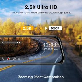 img 3 attached to 🚗 Зеркальная видеокамера с Full Touch Screen, ночным видением и сенсором Sony - камеры спереди и сзади 1080P, водонепроницаемые для автомобиля с функцией парковки