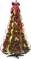 6 ft pre-lit pre-decorated christmas tree with 350 warm lights, easy assembly pull up pop out design, includes decorations and stand logo