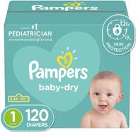 👶 pampers baby dry diapers super pack - newborn/size 1 (8-14 lb), 120 count: disposable baby diapers for ultimate dryness logo