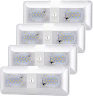 🔆 bluefire 4 pack upgraded super bright dc 12v led rv ceiling double dome light - natural white interior lighting for trailer camper rv boat logo