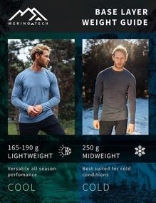 img 2 attached to Merino.tech Merino Wool Base Layer - Men's Long Sleeve Thermal Shirts: Lightweight, Midweight, Heavyweight - 100% Merino Wool