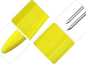 img 2 attached to 🔥 Ultimate BBQ Tool Set: 24-Piece Stainless Steel Skewer Needle Corn Cob Holders with Dish Set and Plastic Corn Tray