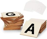 🎨 diy craft wood square set - 55pcs unfinished 4 x 4in natural wood slices with 26 letter stencils for painting, scrabble tiles, coasters, pyrography, decorations logo